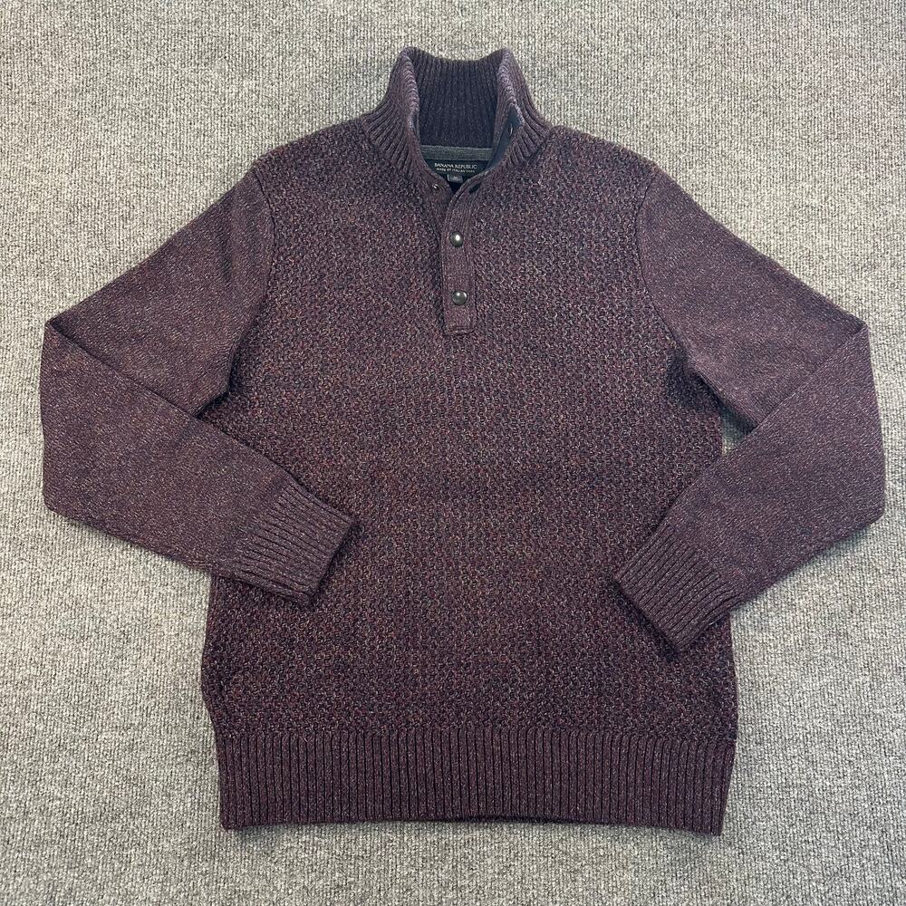 Banana Republic Men’s Merino Wool Mock Neck Sweater Chunky Italian Yarn M